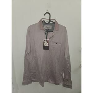 Ted Baker men's long sleeve polo shirt in muave pink 3 / M NwT